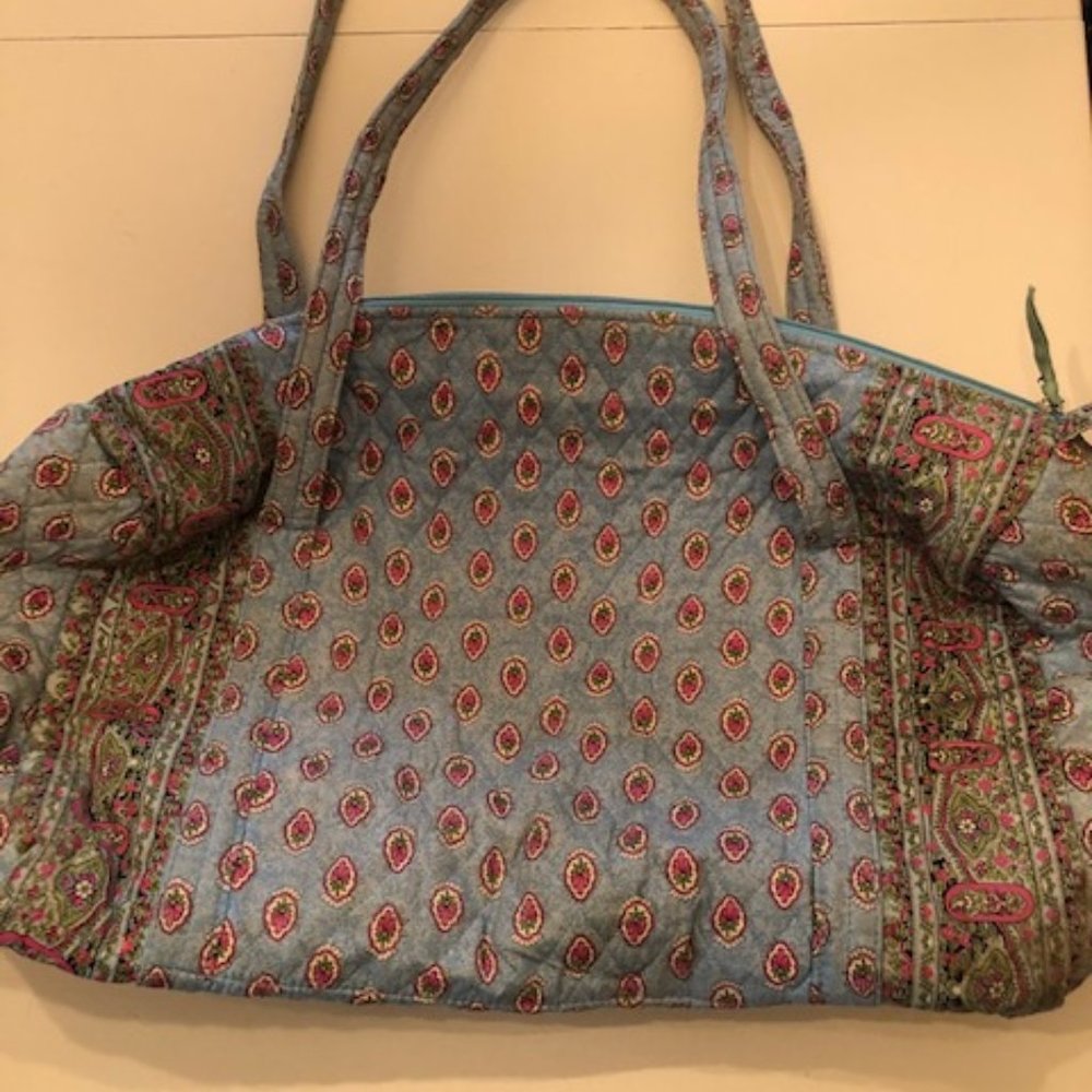 Americana by Sharif duffle in blue and pink print